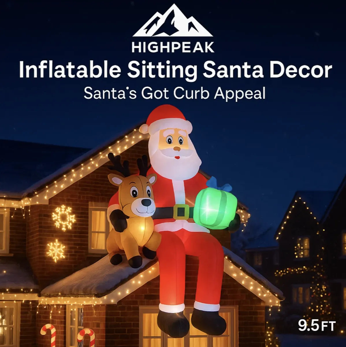 9.5FT Inflatable Sitting Santa Decor
