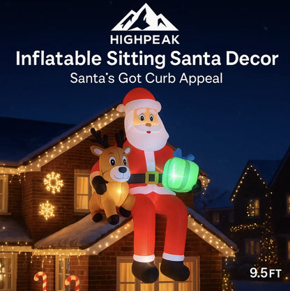 9.5FT Inflatable Sitting Santa Decor