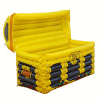 Inflatable Treasure Chest Cooler open in a front three-quarter view with bright yellow PVC details