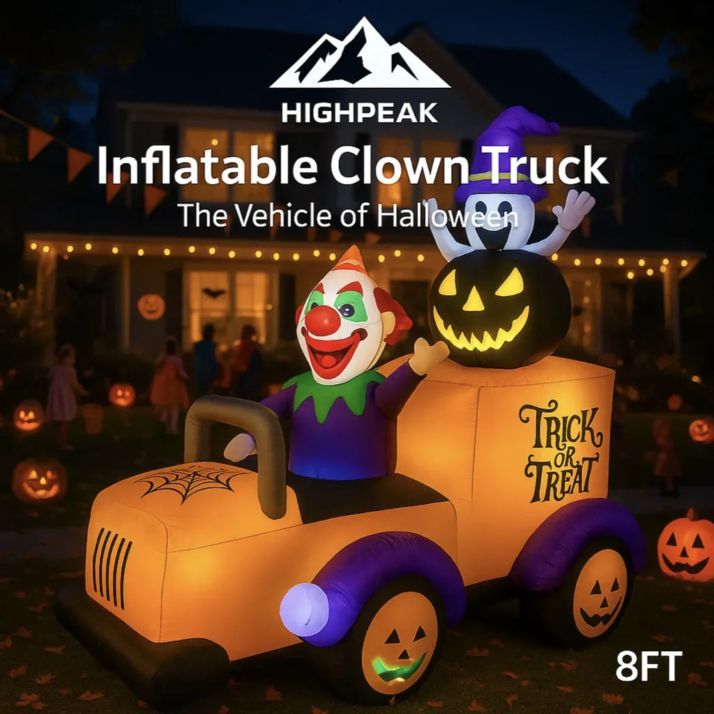 8ft Halloween Inflatable Clown Truck