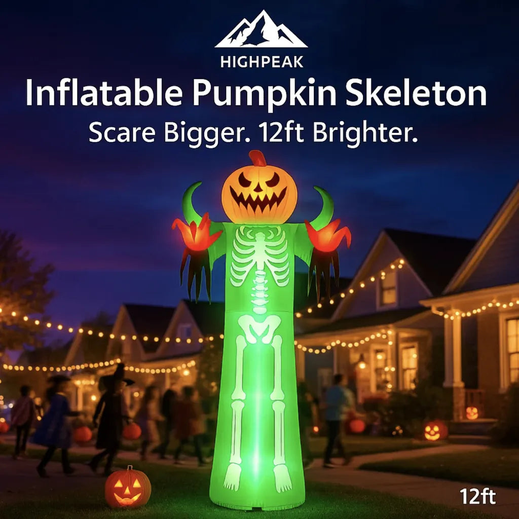 12ft Inflatable Pumpkin Skeleton