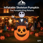 6ft Halloween Inflatable Skeleton Pumpkin