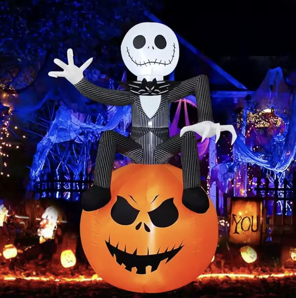 6ft Halloween Inflatable Skeleton Pumpkin