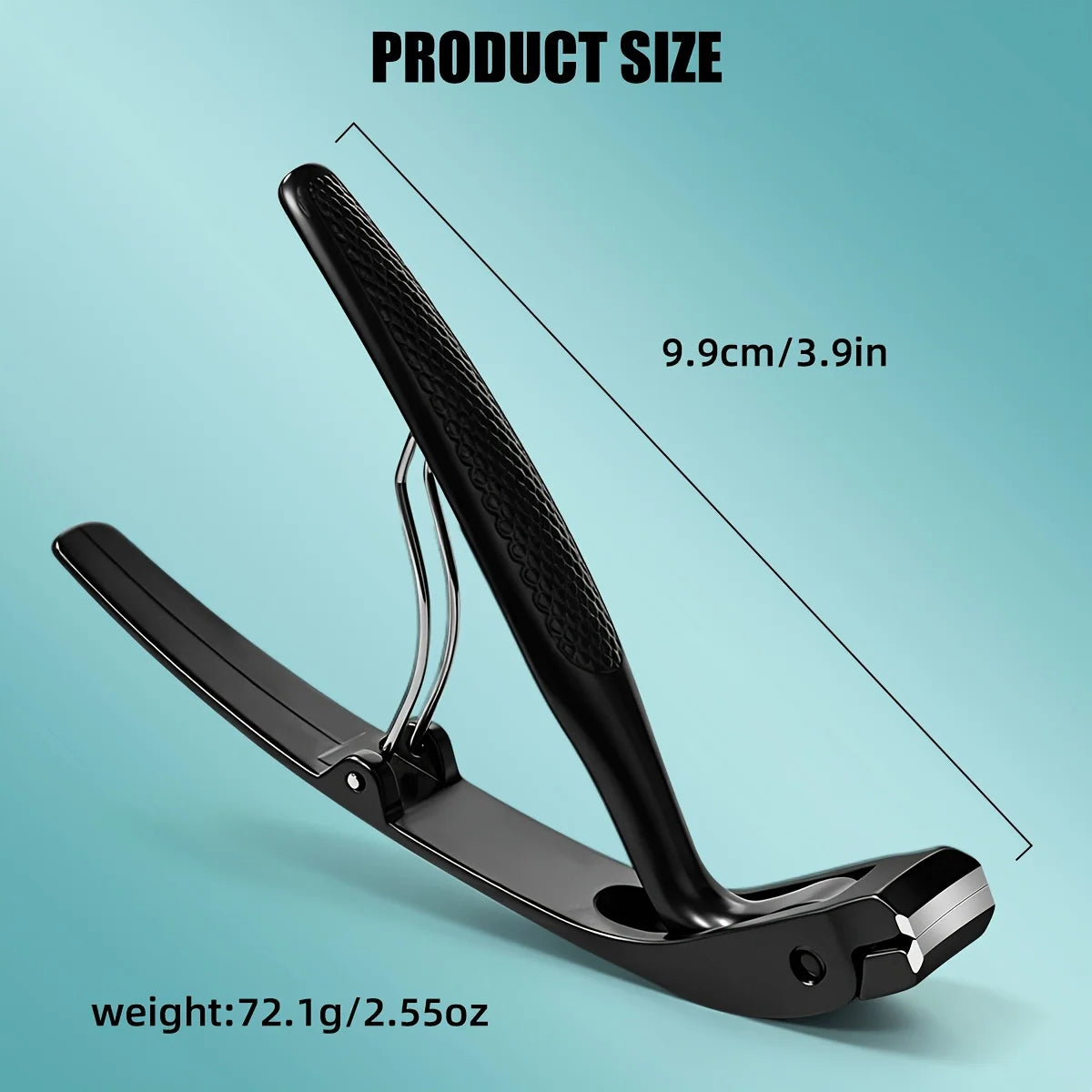 Ingrown Toenail Clippers size guide showing a 9.9 cm length and 72.1 g weight.