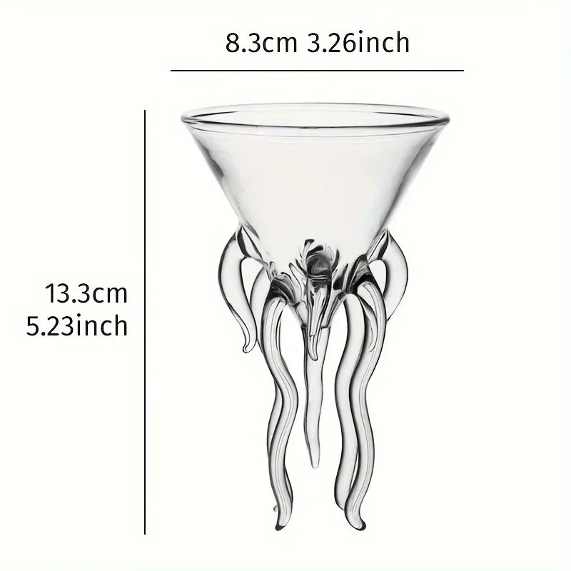 Jellyfish Cocktail Glass size guide showing an 8.3cm rim width and 13.3cm overall height.