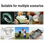 Jeweler Magnifying Glasses use examples for jewelry, ceramic work, watches, plans, fieldwork, and phones