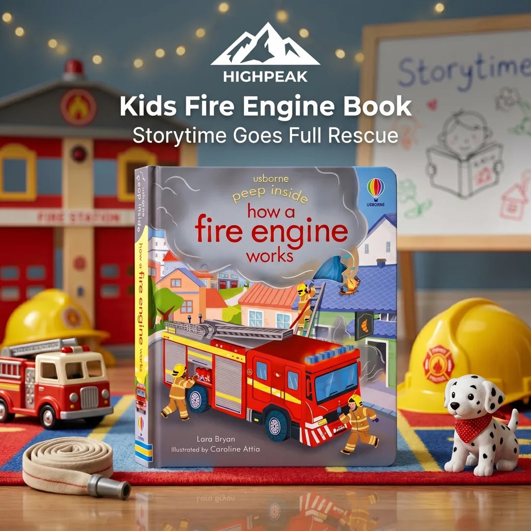 HighPeak Kids Fire Engine Book | Interactive Flap Reading Fun