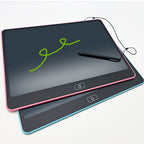 Pink and blue Kids LCD Drawing Tablets stacked with a stylus and tether