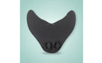 Kids Mermaid Swim Fin front view in a wide layout, with two foot openings at the base of the black blade.