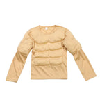 Kids Muscle Costume Set front view of the beige padded muscle top on a white background