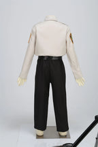 Kids Police Costume Set rear mannequin view showing the shirt sleeves, waistband, and trouser legs.