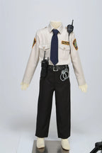 Kids Police Costume Set full-length mannequin view styled with additional radio and handcuff props.