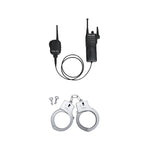 Kids Police Costume Set supplier accessory photo showing a toy radio, handcuffs, and keys.