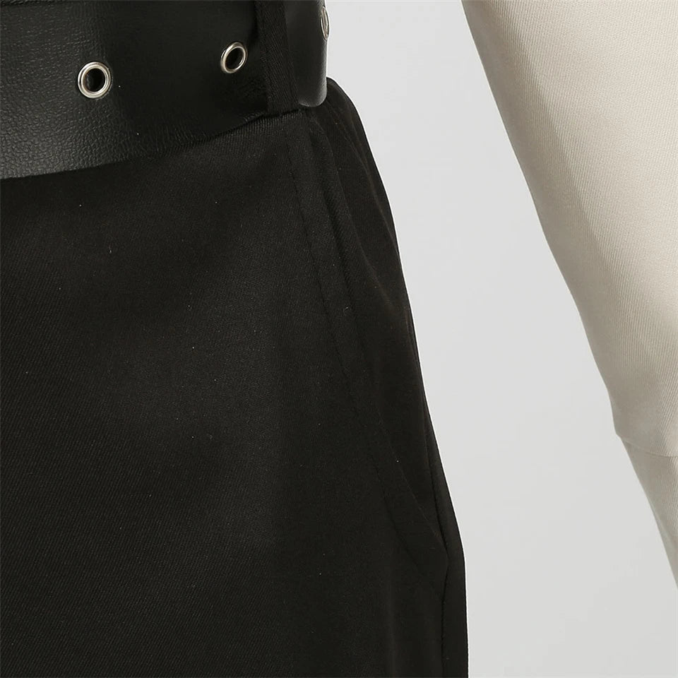 Kids Police Costume Set close-up of the black trouser side pocket below the belt and shirt cuff.