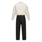 Kids Police Costume Set rear display showing the plain beige shirt back and black pants.