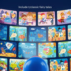Kids Story Projector Lantern beneath a colorful fairy-tale collage with supplier text advertising 12 tales.