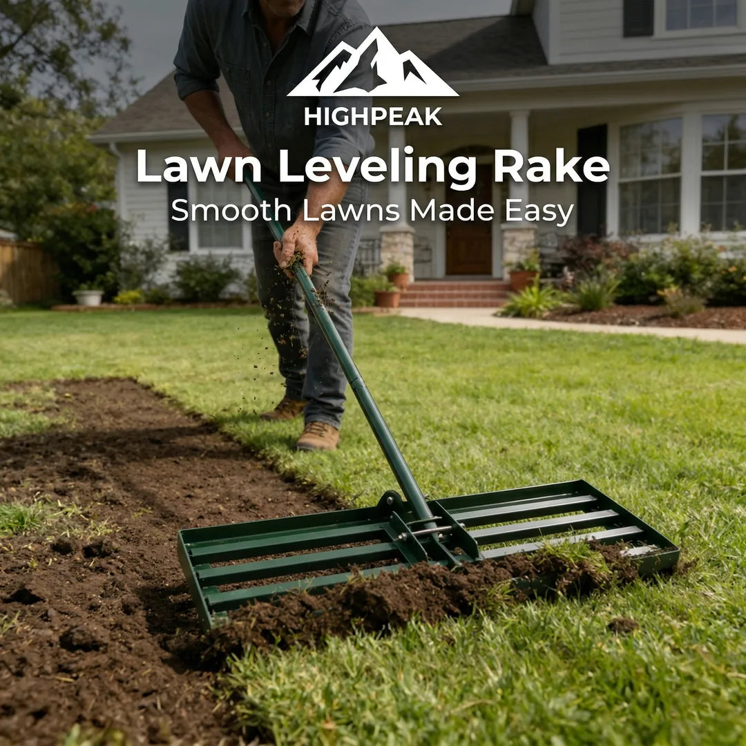 HighPeak Lawn Leveling Rake | Heavy Duty Long Handle Tool