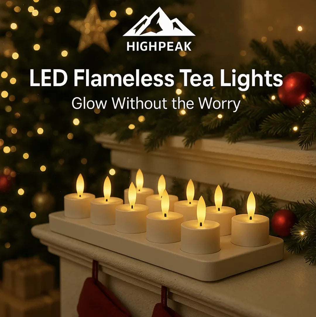 HighPeak LED Flameless Tea Lights – Battery Operated Candle Set