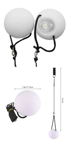 LED Glowing Skeleton Gloves gallery reference showing poi ball dimensions and cord length; these props are not included.