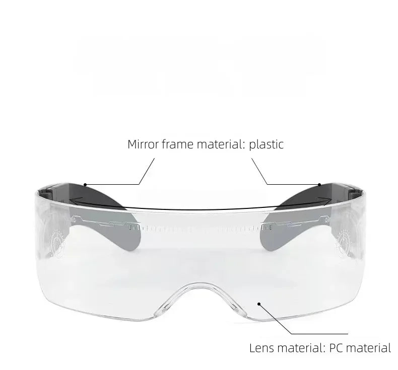 LED Glowing Skeleton Gloves gallery reference showing a clear visor and material labels; the visor is not included.