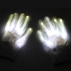 LED Glowing Skeleton Gloves white-lit pair laid flat on a dark surface, with the cuff buttons visible.