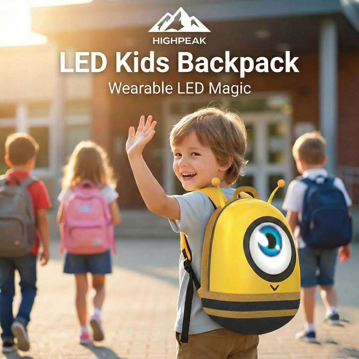 Smart Mini Rucksack HighPeak LED Kids Smart Backpack – Bluetooth Display Bag for Girls