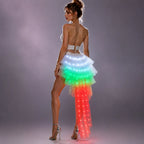 LED Light-Up Tutu Skirt shown with white, green, and red lights across its tiered layers and train.