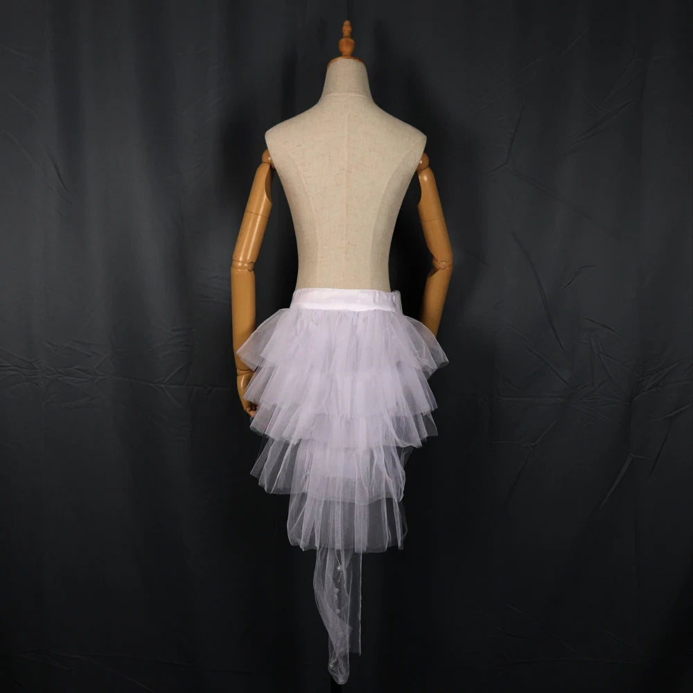 LED Light-Up Tutu Skirt with the lights off, showing white layered tulle and the long back on a mannequin.