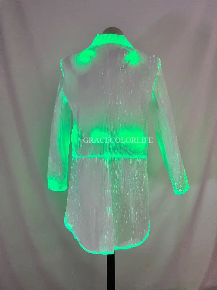 LED Light-Up Tuxedo rear view of the green glowing tailcoat and long split tails