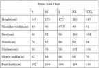 LED Light-Up Tuxedo men’s S–XXL size chart with body and garment measurements in centimeters