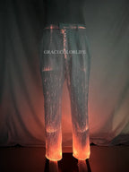 LED Light-Up Tuxedo orange glowing pants shown in a full-length front view