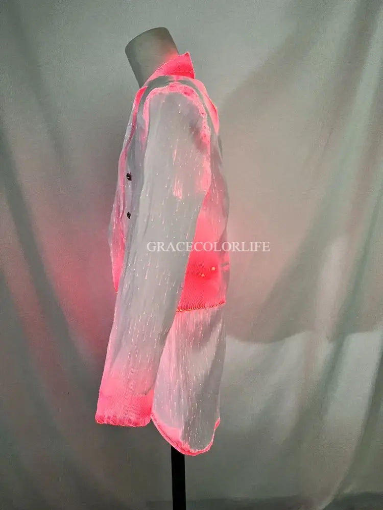 LED Light-Up Tuxedo side view of the pink illuminated tailcoat on a mannequin