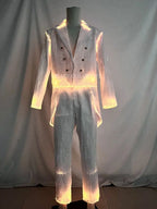 LED Light-Up Tuxedo full tailcoat and pants set shown with warm orange-yellow illumination