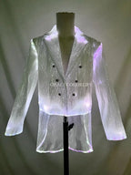 LED Light-Up Tuxedo white glowing tailcoat showing the lapels and double-breasted detailing