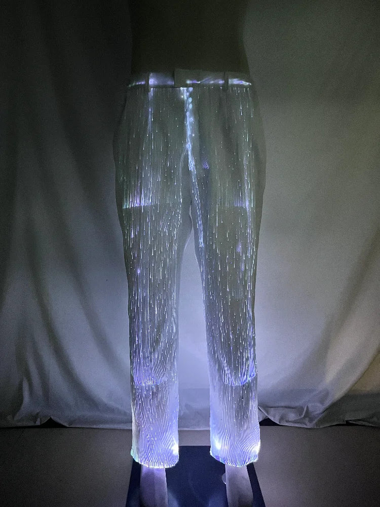 LED Light-Up Tuxedo white illuminated pants displayed on a lower-body mannequin