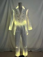 LED Light-Up Tuxedo yellow glowing jacket and matching pants displayed on a mannequin