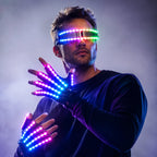 LED Lightwave Gear Set shown in a raised-hand pose with blue and purple multicolor effects