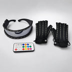 LED Lightwave Gear Set complete combo laid out with visor glasses, LED gloves and color remote