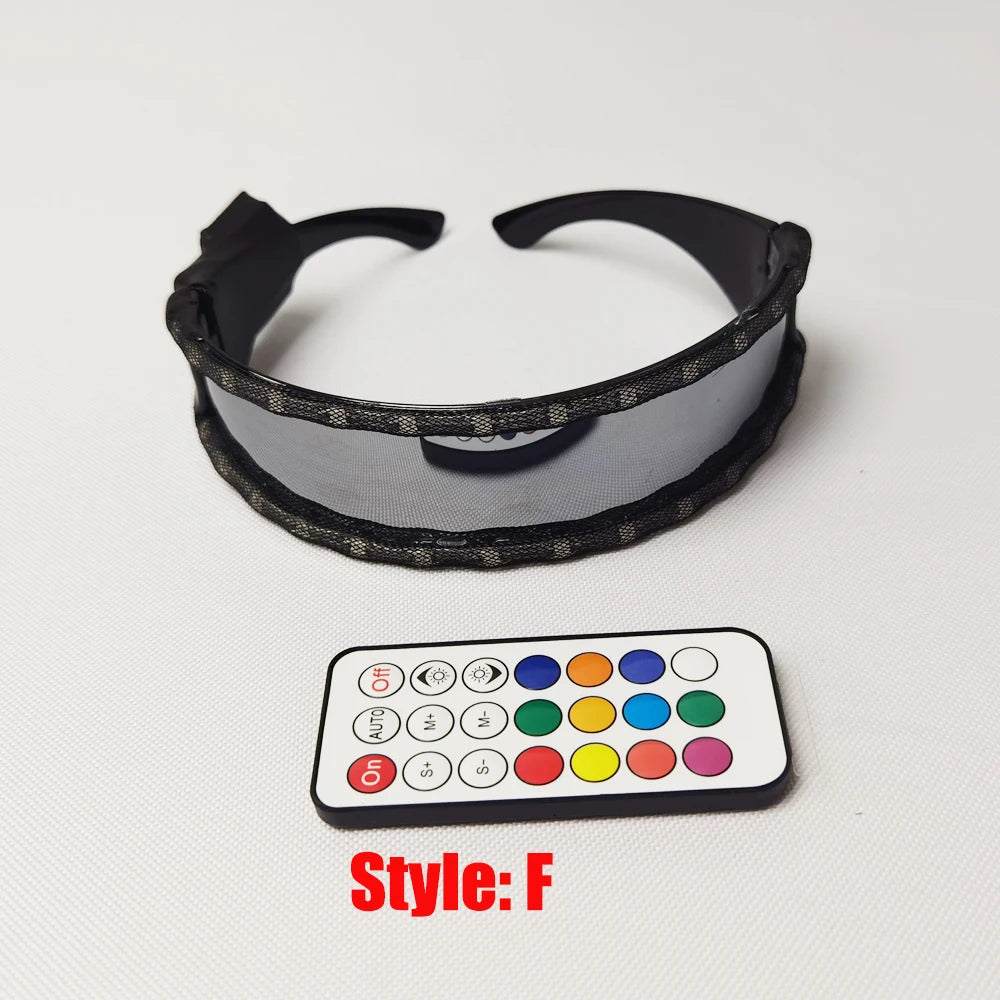 LED Lightwave Gear Set visor glasses with two LED rows and handheld color remote