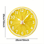 Lemon Slice Wall Clock size guide showing the round yellow 10-inch wooden clock face