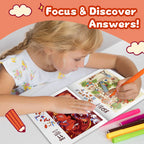 Little Explorer Search Book activity completed by a child using colorful markers