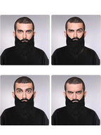 Long Fake Costume Beard in black shown on a man making four different expressions in a portrait collage