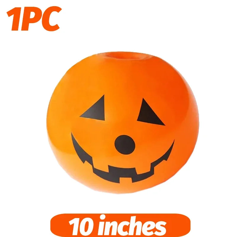 Luminous Halloween Balloons single orange 10-inch pumpkin balloon with a printed jack-o’-lantern face