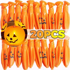 Luminous Halloween Balloons 20-pack shown uninflated with one glowing pumpkin balloon after setup