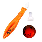 Luminous Halloween Balloons uninflated with pull tab, light module, inflation port, and glowing preview