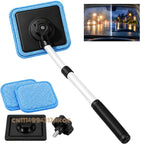 Magnetic Windshield Cleaning Kit with extendable handle, blue microfiber pads, magnetic head and fastening knob