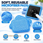 Magnetic Windshield Cleaning Kit with close-up views of blue removable microfiber cleaning pads