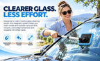 Magnetic Windshield Cleaning Kit in use on a car windshield outdoors with its extended handle
