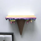 Melting Ice Cream Shelf in Colorful finish mounted above a framed wall accent