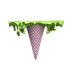 Melting Ice Cream Shelf in Green with a pink waffle cone base and dripping top